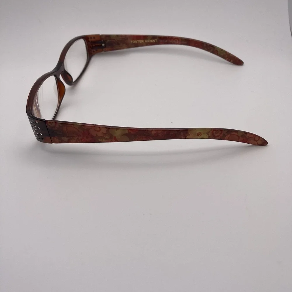 Foster Grant Brn Floral Jeweled Reading Glasses Frames ASHLEY BRN‎ 54/16-129